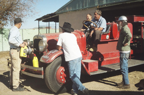 Fire truck arriving at club house